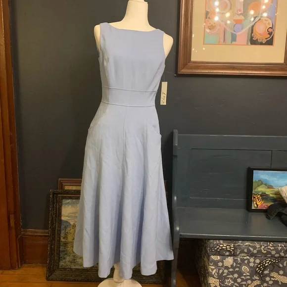 blue dress for baby girl Eliza J Blue/Nude Crochet Lace Overlay Dress- Size 14  The Saved Collection